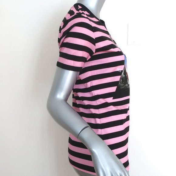 GIVENCHY FULL MOON STRIPED T-SHIRT PINK/BLACK SIZE SMALL SHORT SLEEVE TOP - Picture 3 of 10